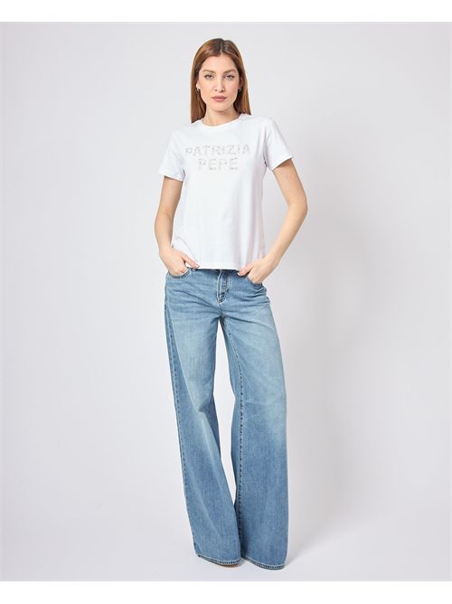 T-shirt femme Patrizia Pepe avec logo à paillettes PATRIZIA PEPE | 2M4426-J277W103